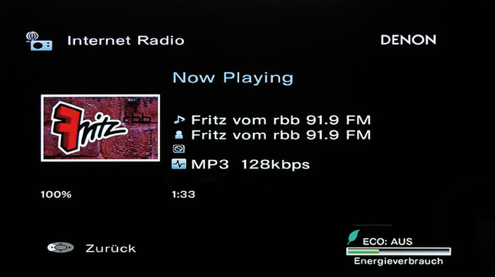 Vorbildlich: Ist ein Sender eingestellt, zeigt das Menü Tonformat und Datenrate an.